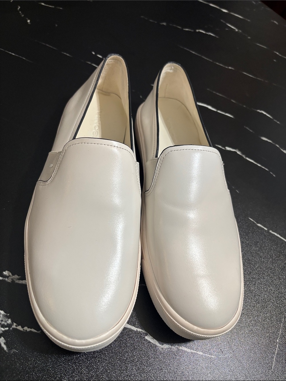 Vince Cream Leather Slip-On Loafers